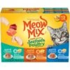 Meow Mix Pate Toppers Seafood & Poultry Variety Pack Cat Food Trays -PurePet Bites Shop 100270 MAIN. AC SS1800 V1662479966