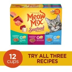 Meow Mix Savory Morsels Seafood Favorites Variety Pack Cat Food Trays -PurePet Bites Shop 100289 PT1. AC SS1800 V1670940394