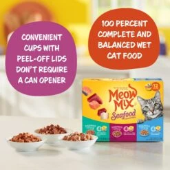 Meow Mix Savory Morsels Seafood Favorites Variety Pack Cat Food Trays -PurePet Bites Shop 100289 PT4. AC SS1800 V1670940460