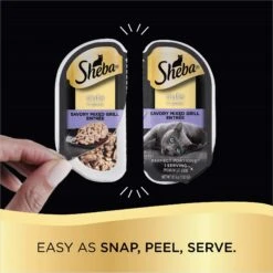 Sheba Perfect Portions Grain-Free Savory Mixed Grill Cuts In Gravy Entree Adult Wet Cat Food Trays -PurePet Bites Shop 103416 PT4. AC SS1800 V1626991286