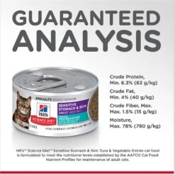 Hill's Science Diet Adult Sensitive Stomach & Skin Tuna & Vegetable Entree Canned Cat Food -PurePet Bites Shop 109208 PT7. AC SS1800 V1609373857