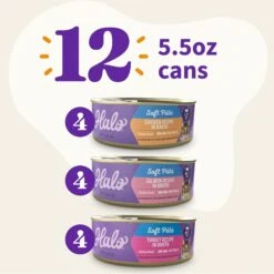 Halo Chicken, Salmon, Turkey Variety Pack Adult Grain-Free Pate Wet Cat Food -PurePet Bites Shop 109775 PT2. AC SS1800 V1686077609