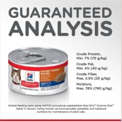 Hill's Science Diet Adult 7+ Savory Turkey Entree Canned Cat Food -PurePet Bites Shop 110301 PT6. AC SS1800 V1598152896