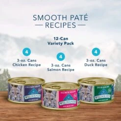 Blue Buffalo Wilderness Pate Variety Pack Duck, Chicken & Salmon Grain-Free Cat Canned Food -PurePet Bites Shop 114186 PT2. AC SS1800 V1689356975