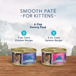 Blue Buffalo Wilderness Pate Kitten Variety Pack With Chicken & Salmon Grain-Free Cat Food -PurePet Bites Shop 114188 PT3. AC SS1800 V1600989971