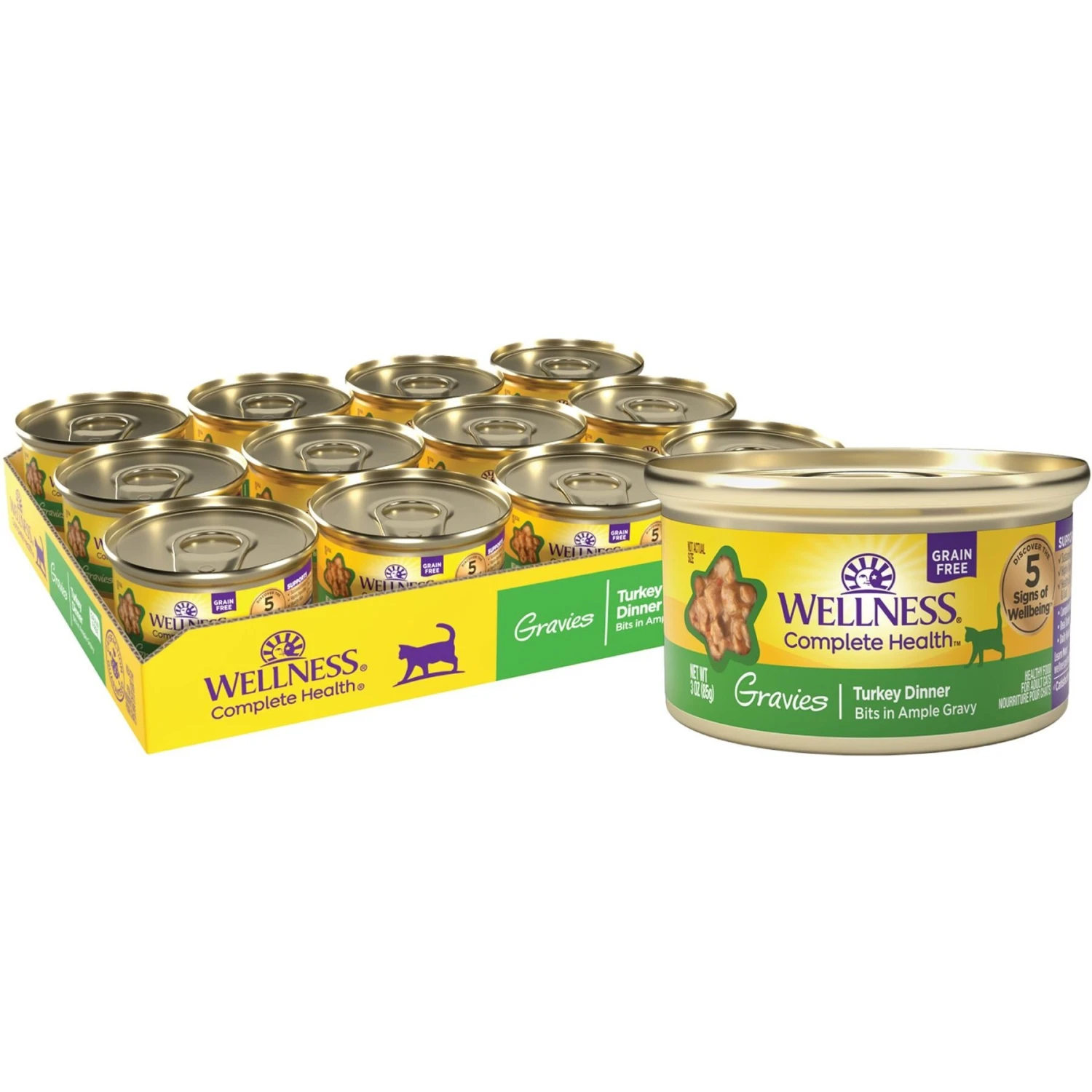 Wellness Natural Grain-Free Gravies Turkey Dinner Canned Cat Food 3 Wellness Natural Grain-Free Gravies Turkey Dinner Canned Cat Food