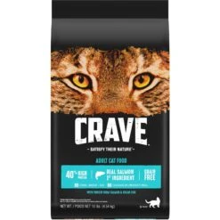 Crave With Protein From Salmon & Ocean Fish Adult Grain-Free Dry Cat Food -PurePet Bites Shop 126683 PT2. AC SS1800 V1688753262