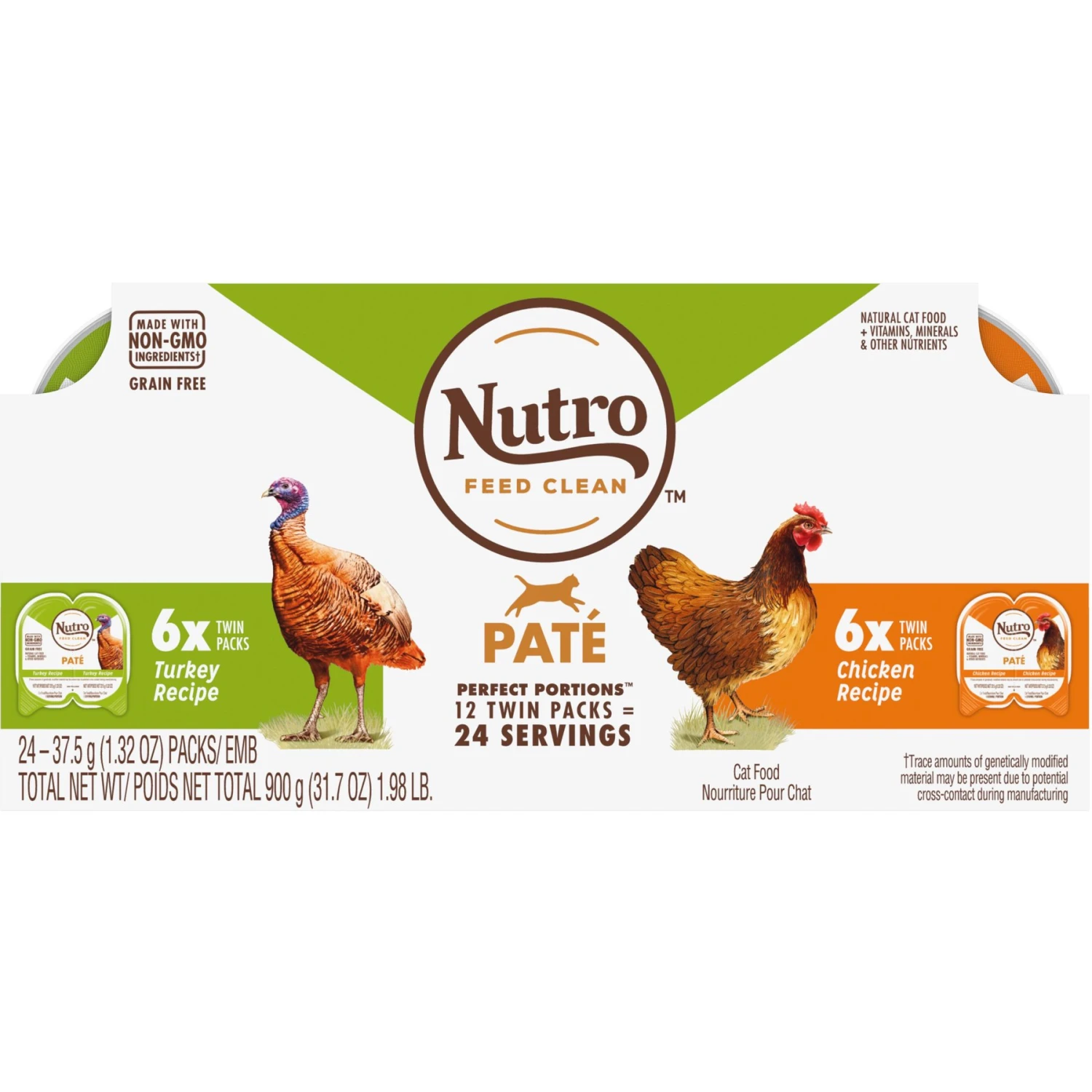 Nutro Perfect Portions Grain-Free Real Turkey & Real Chicken Pate Recipe Variety Pack Adult Wet Cat Food Trays 3 Nutro Perfect Portions Grain-Free Real Turkey & Real Chicken Pate Recipe Variety Pack Adult Wet Cat Food Trays