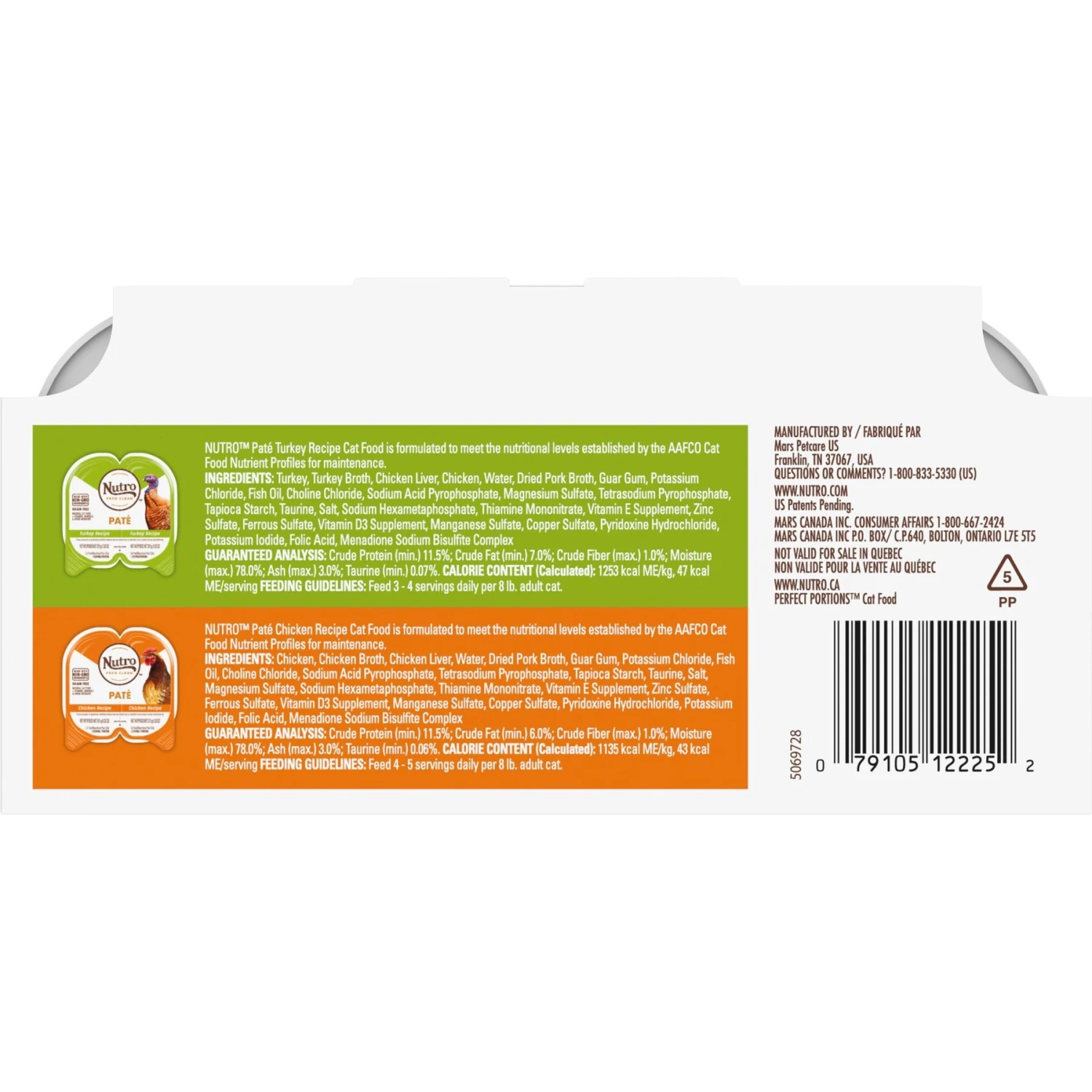 Nutro Perfect Portions Grain-Free Real Turkey & Real Chicken Pate Recipe Variety Pack Adult Wet Cat Food Trays 4 Nutro Perfect Portions Grain-Free Real Turkey & Real Chicken Pate Recipe Variety Pack Adult Wet Cat Food Trays - Image 2