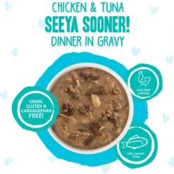 BFF OMG Seeya Sooner! Chicken & Tuna Dinner In Gravy Grain-Free Cat Food Pouches -PurePet Bites Shop 132289 PT2. AC SS1800 V1644922060