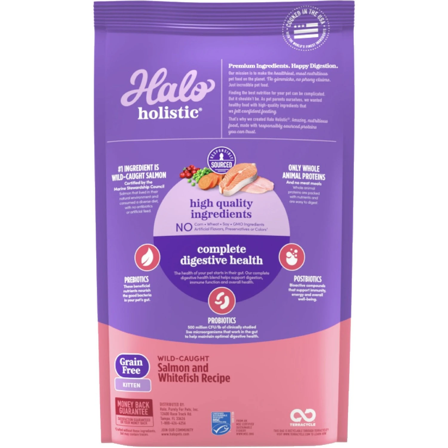 Halo Holistic Grain-Free Wild-Caught Salmon & Whitefish Recipe Complete Digestive Health Dry Kitten Food 4 Halo Holistic Grain-Free Wild-Caught Salmon & Whitefish Recipe Complete Digestive Health Dry Kitten Food - Image 2