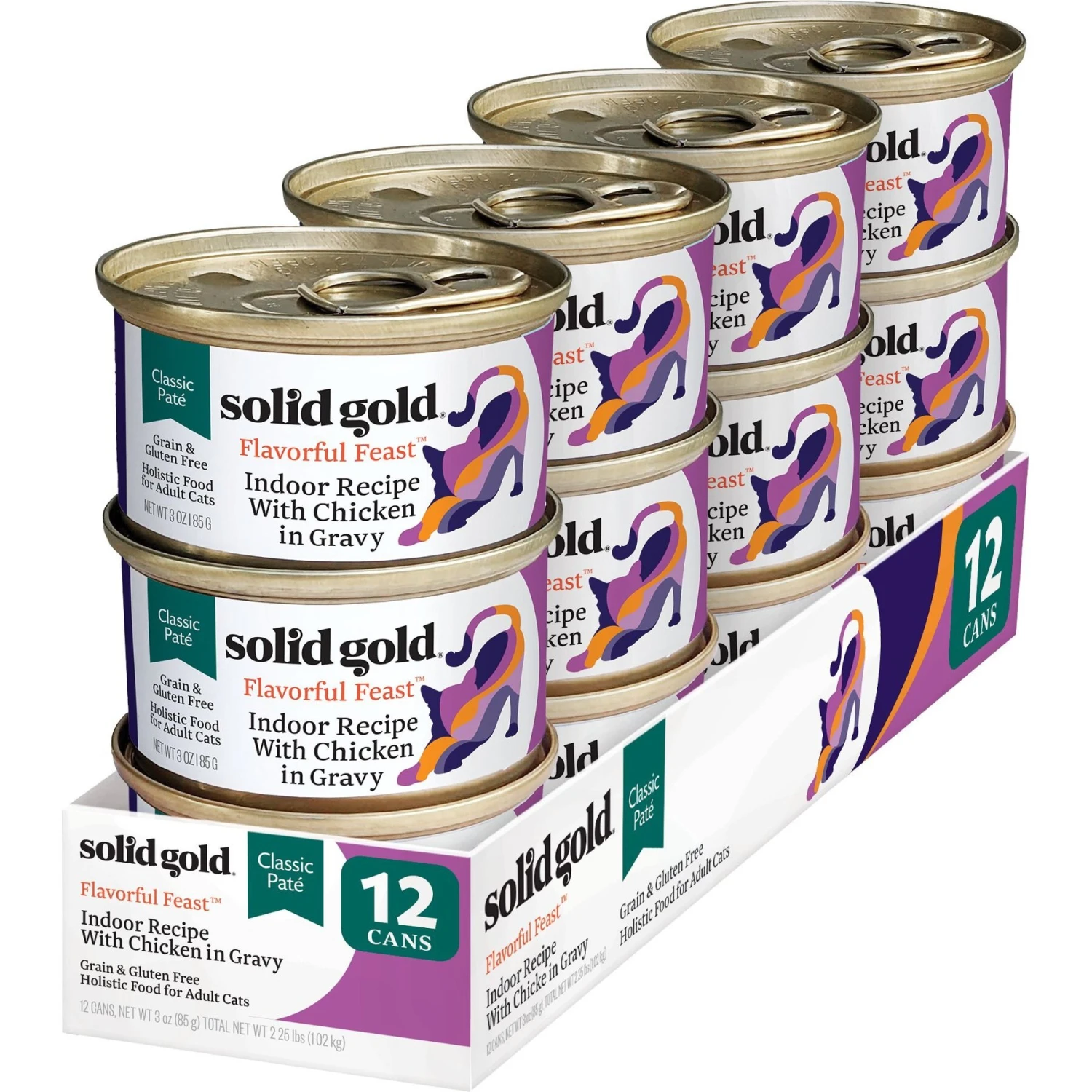 Solid Gold Flavorful Feast Indoor Recipe With Chicken Pate Grain-Free Canned Cat Food 3 Solid Gold Flavorful Feast Indoor Recipe With Chicken Pate Grain-Free Canned Cat Food