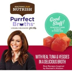 Rachael Ray Nutrish Purrfect Broths All Natural Grain-Free Tasty Tuna Recipe Cat Food Topper -PurePet Bites Shop 143734 PT3. AC SS1800 V1598557871