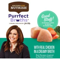 Rachael Ray Nutrish Purrfect Broths All Natural Grain-Free Creamy Chicken Bisque Recipe Cat Food Topper -PurePet Bites Shop 143736 PT3. AC SS1800 V1598548878
