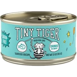 Tiny Tiger Chunks In Gravy Seafood Recipe Grain-Free Canned Cat Food 17 Tiny Tiger Chunks In Gravy Seafood Recipe Grain-Free Canned Cat Food -PurePet Bites Shop 147756 PT8. AC SS1800 V1556803637