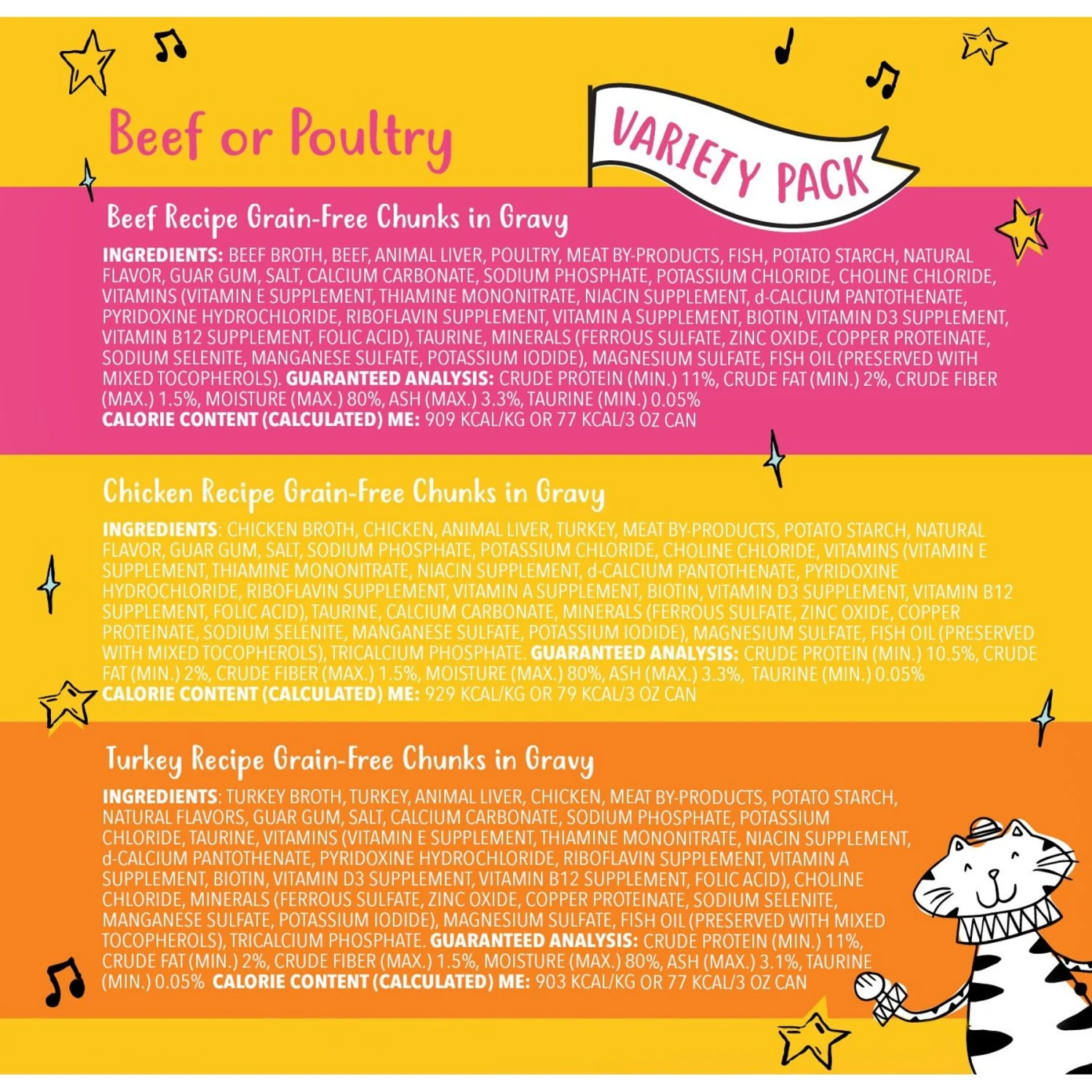 Tiny Tiger Chunks In EXTRA Gravy Beef & Poultry Recipes Variety Pack Grain-Free Canned Cat Food 8 Tiny Tiger Chunks In EXTRA Gravy Beef & Poultry Recipes Variety Pack Grain-Free Canned Cat Food - Image 6