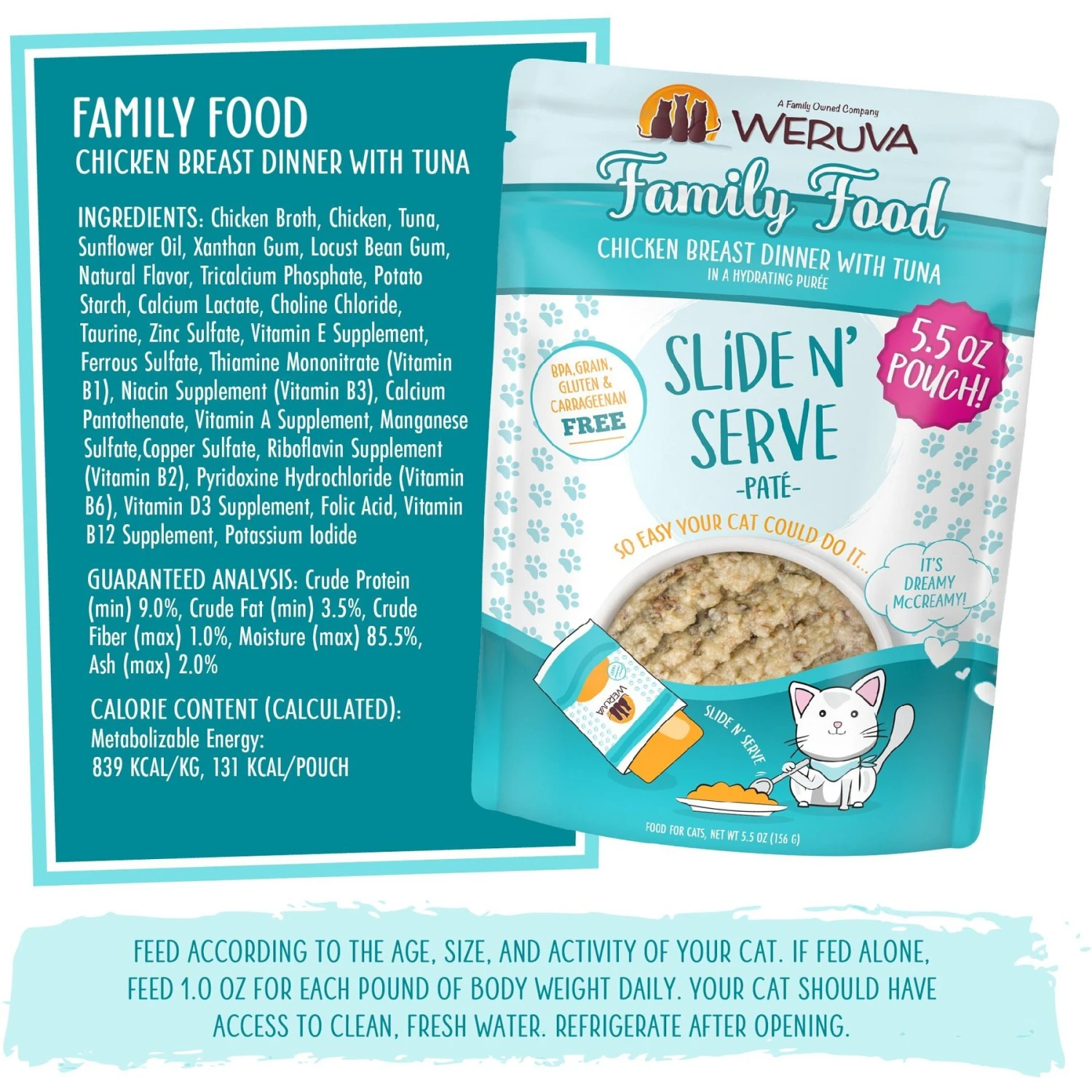 Weruva Slide N' Serve Family Food Chicken Breast Dinner With Tuna Pate Grain-Free Cat Food Pouches 7 Weruva Slide N' Serve Family Food Chicken Breast Dinner With Tuna Pate Grain-Free Cat Food Pouches - Image 5