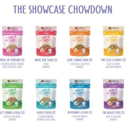 Weruva Slide N' Serve The Showcase Chowdown Variety Pack Pate Grain-Free Cat Food Pouches -PurePet Bites Shop 149540 PT2. AC SS1800 V1674162084