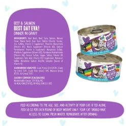 BFF OMG Best Day Eva! Beef & Salmon Dinner In Gravy Grain-Free Canned Cat Food -PurePet Bites Shop 154841 PT6. AC SS1800 V1646871481