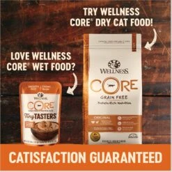 Wellness CORE Tiny Tasters Chicken, Chicken & Turkey Pate Land Variety Pack Grain-Free Cat Food Pouches -PurePet Bites Shop 155330 PT5. AC SS1800 V1695836516