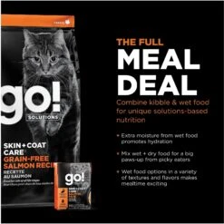 Go! Solutions Skin + Coat Care Grain-Free Salmon Recipe Dry Cat Food -PurePet Bites Shop 157019 PT5. AC SS1800 V1638835022