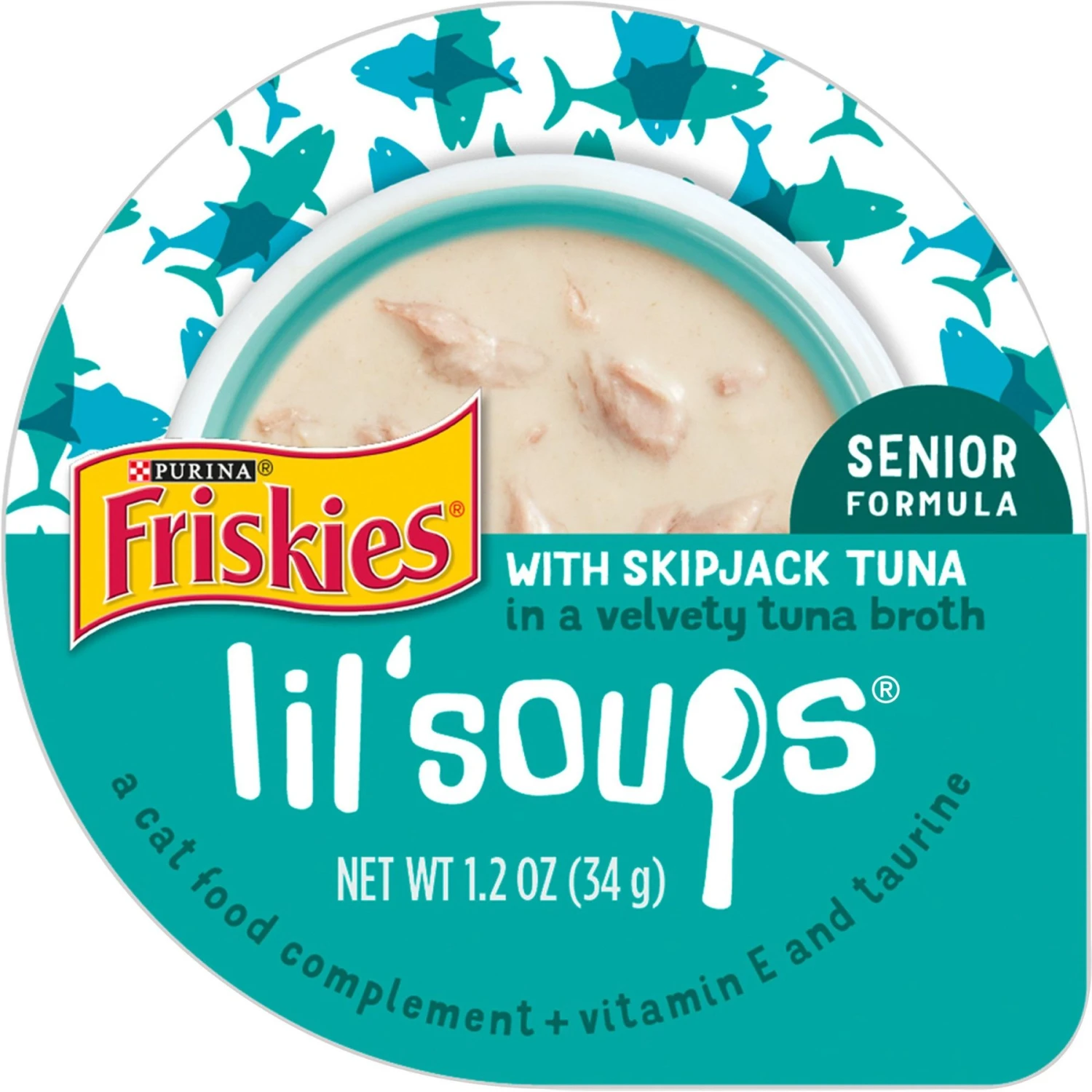 Friskies Lil' Soups With Skipjack Tuna In A Velvety Tuna Broth Senior Formula Lickable Cat Food Topper 3 Friskies Lil' Soups With Skipjack Tuna In A Velvety Tuna Broth Senior Formula Lickable Cat Food Topper