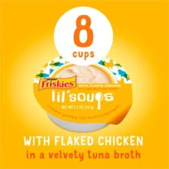 Friskies Lil' Soups With Flaked Chicken In A Velvety Tuna Broth Lickable Cat Food Topper -PurePet Bites Shop 166142 PT1. AC SS1800 V1695932894
