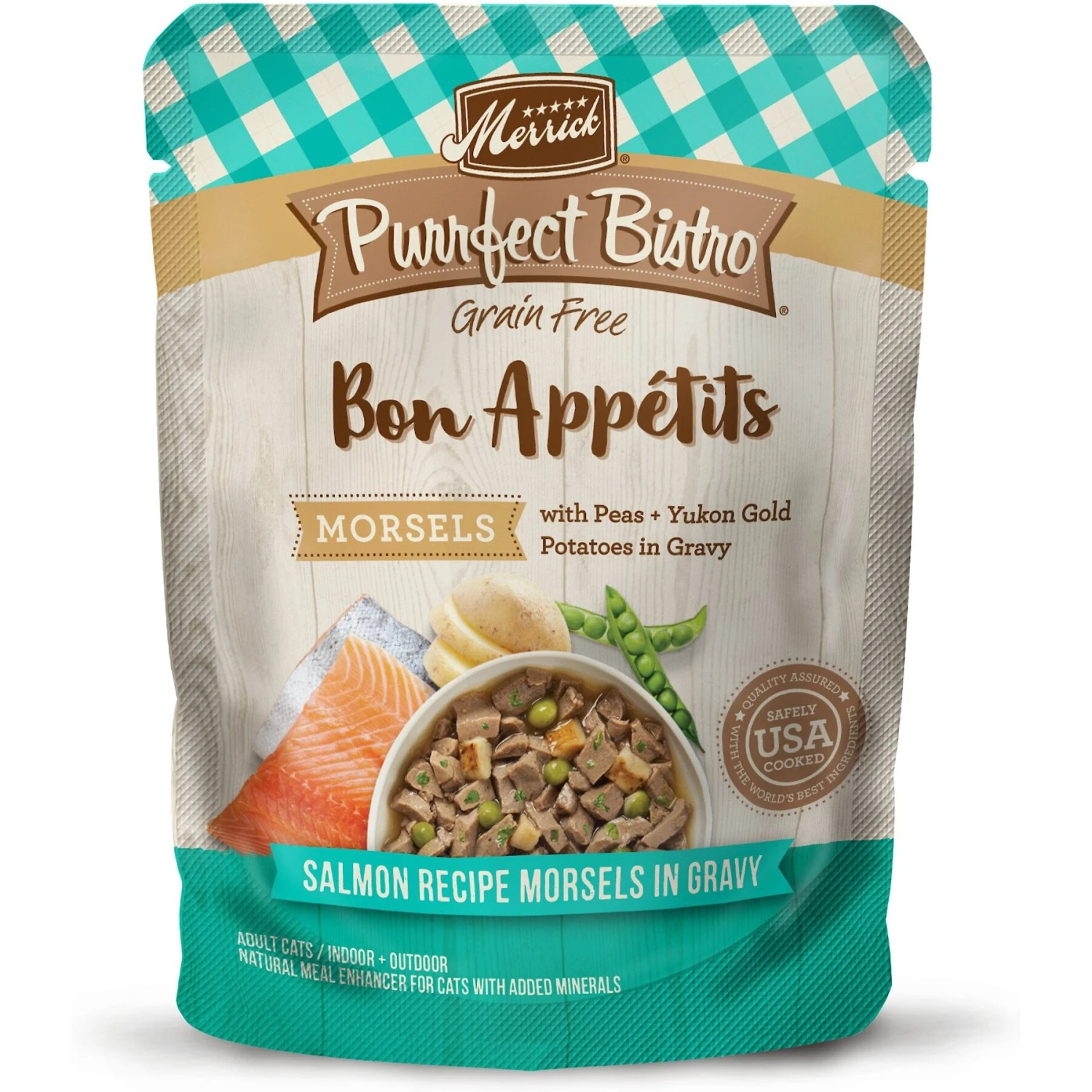 Merrick Purrfect Bistro Bon Appetits Grain-Free Salmon Recipe Morsels In Gravy Adult Cat Food Pouches 3 Merrick Purrfect Bistro Bon Appetits Grain-Free Salmon Recipe Morsels In Gravy Adult Cat Food Pouches
