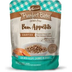Merrick Purrfect Bistro Bon Appetits Grain-Free Salmon Recipe Chunks In Gravy Adult Cat Food Pouches