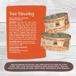 Weruva Classic Cat Taco Stewsday Beef, Chicken & Salmon In Gravy Canned Cat Food -PurePet Bites Shop 178209 PT3. AC SS1800 V1672265117