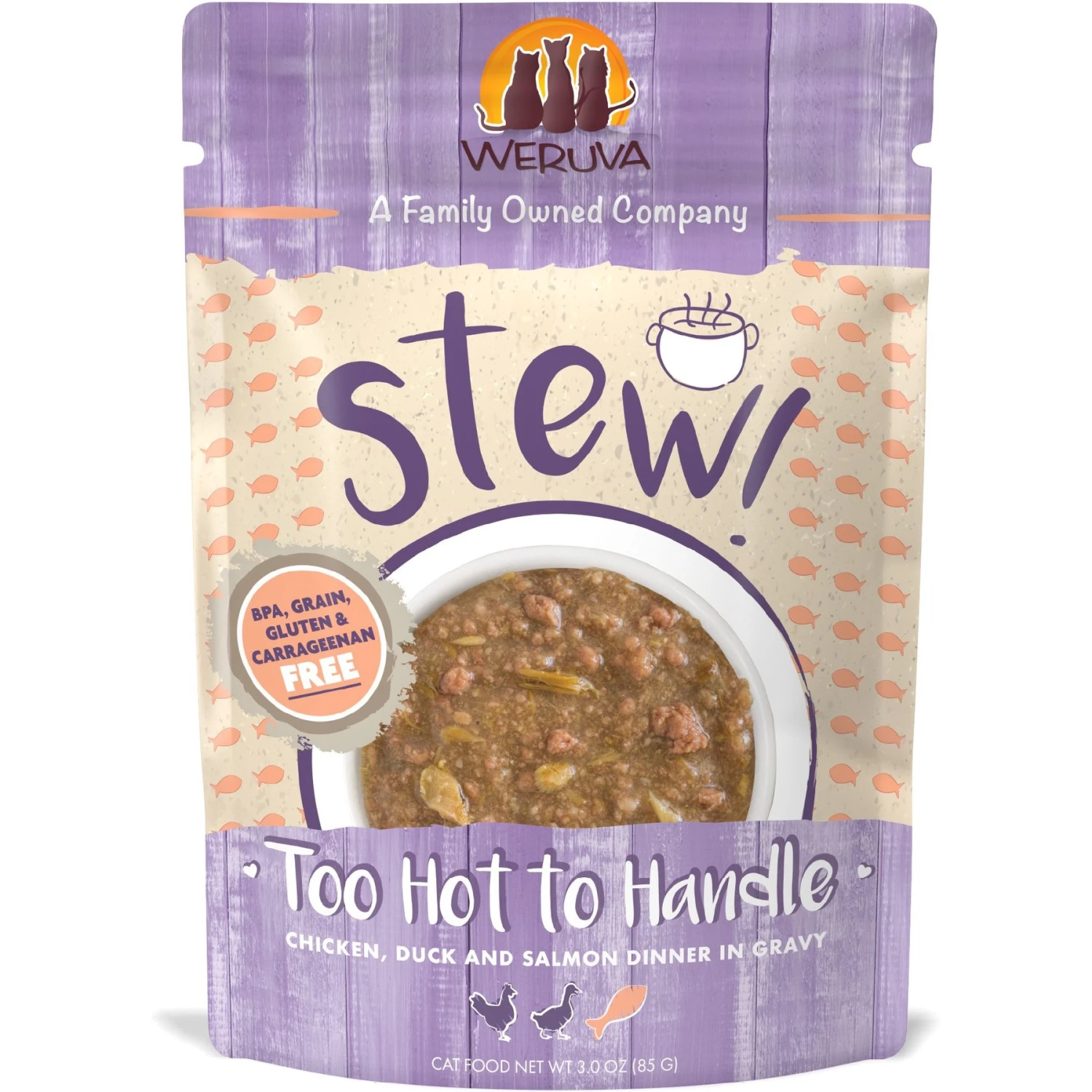 Weruva Classic Cat Too Hot To Handle Chicken, Duck & Salmon In Gravy Stew Cat Food Pouches 3 Weruva Classic Cat Too Hot To Handle Chicken, Duck & Salmon In Gravy Stew Cat Food Pouches