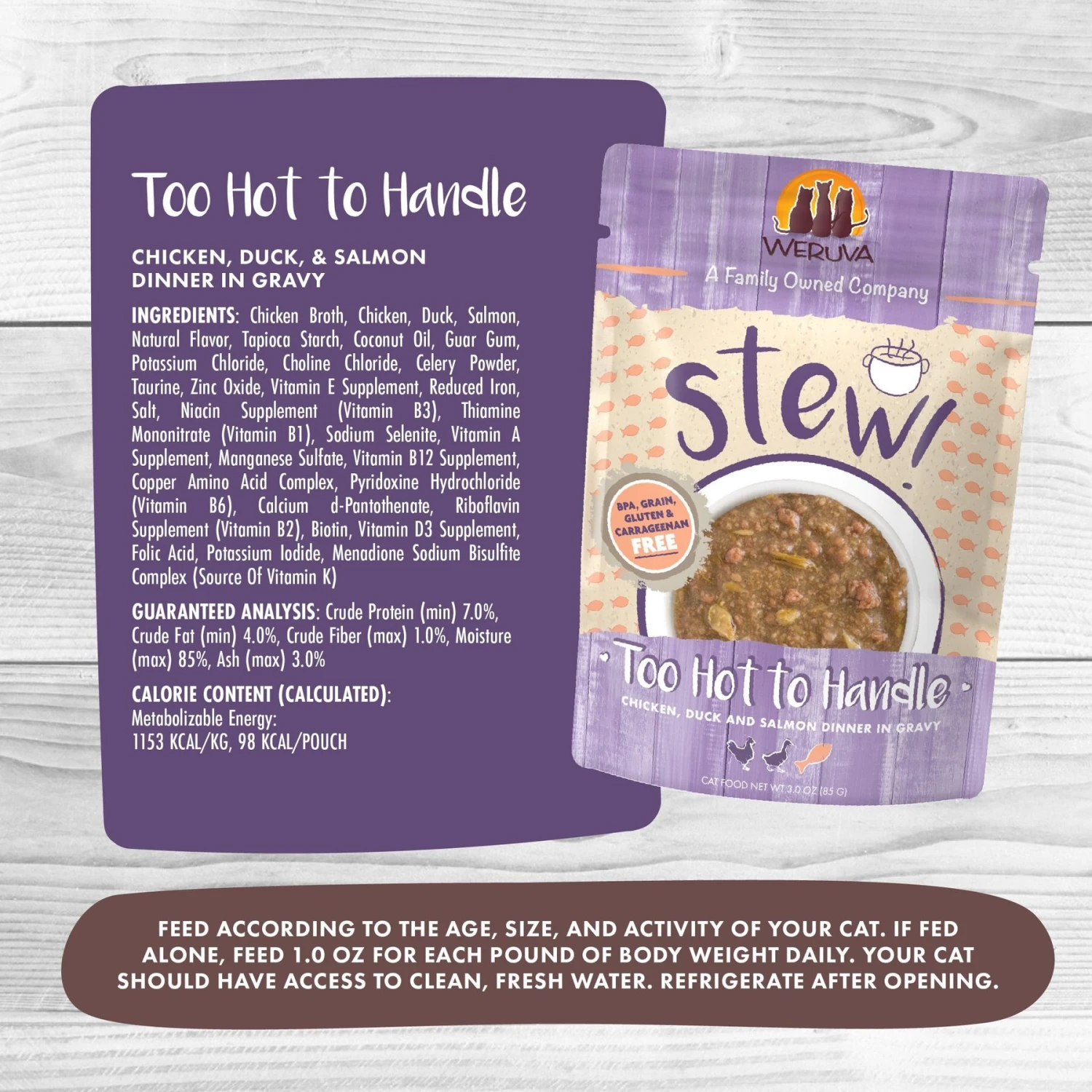 Weruva Classic Cat Too Hot To Handle Chicken, Duck & Salmon In Gravy Stew Cat Food Pouches 5 Weruva Classic Cat Too Hot To Handle Chicken, Duck & Salmon In Gravy Stew Cat Food Pouches - Image 3