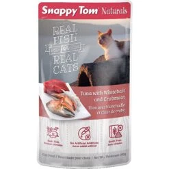Snappy Tom Naturals Tuna With Whitebait & Crabmeat Cat Food Pouches, 3.5-oz, Case Of 12