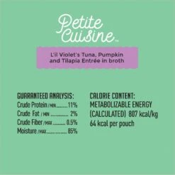 Petite Cuisine L'il Violet's Tuna, Pumpkin & Tilapia Entrée In Broth Grain-Free Wet Cat Food, 2.8-oz Can, Case Of 24 -PurePet Bites Shop 200546 PT6. AC SS1800 V1571282088