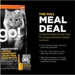 Go! Solutions Sensitivities Limited Ingredient Duck Grain-Free Dry Cat Food -PurePet Bites Shop 202256 PT5. AC SS1800 V1638570983
