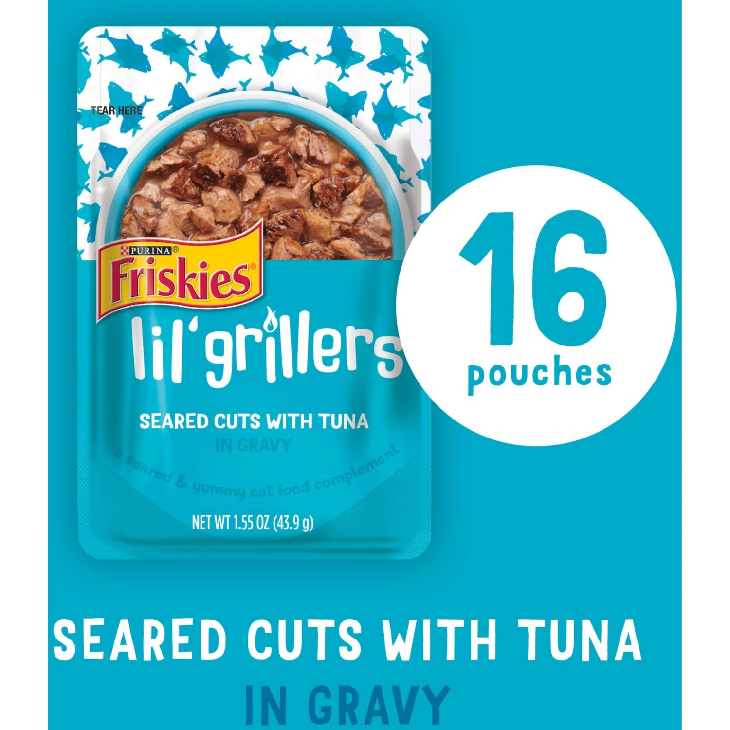 Friskies Lil' Grillers Seared Cuts With Tuna In Gravy Wet Cat Food, 1.55-oz Pouches, Case Of 16 4 Friskies Lil' Grillers Seared Cuts With Tuna In Gravy Wet Cat Food, 1.55-oz Pouches, Case Of 16 - Image 2