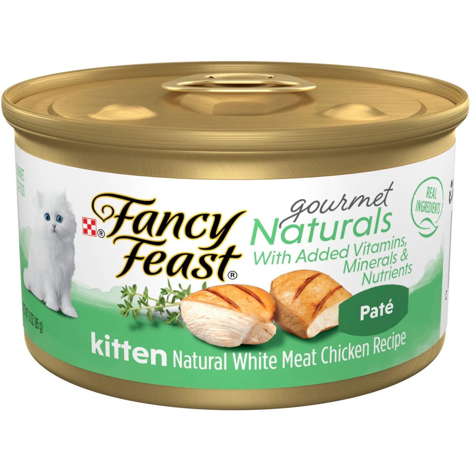 Fancy Feast Gourmet Naturals White Meat Chicken Recipe Grain-Free Pate Kitten Canned Cat Food, 3-oz Can, Case Of 12 3 Fancy Feast Gourmet Naturals White Meat Chicken Recipe Grain-Free Pate Kitten Canned Cat Food, 3-oz Can, Case Of 12