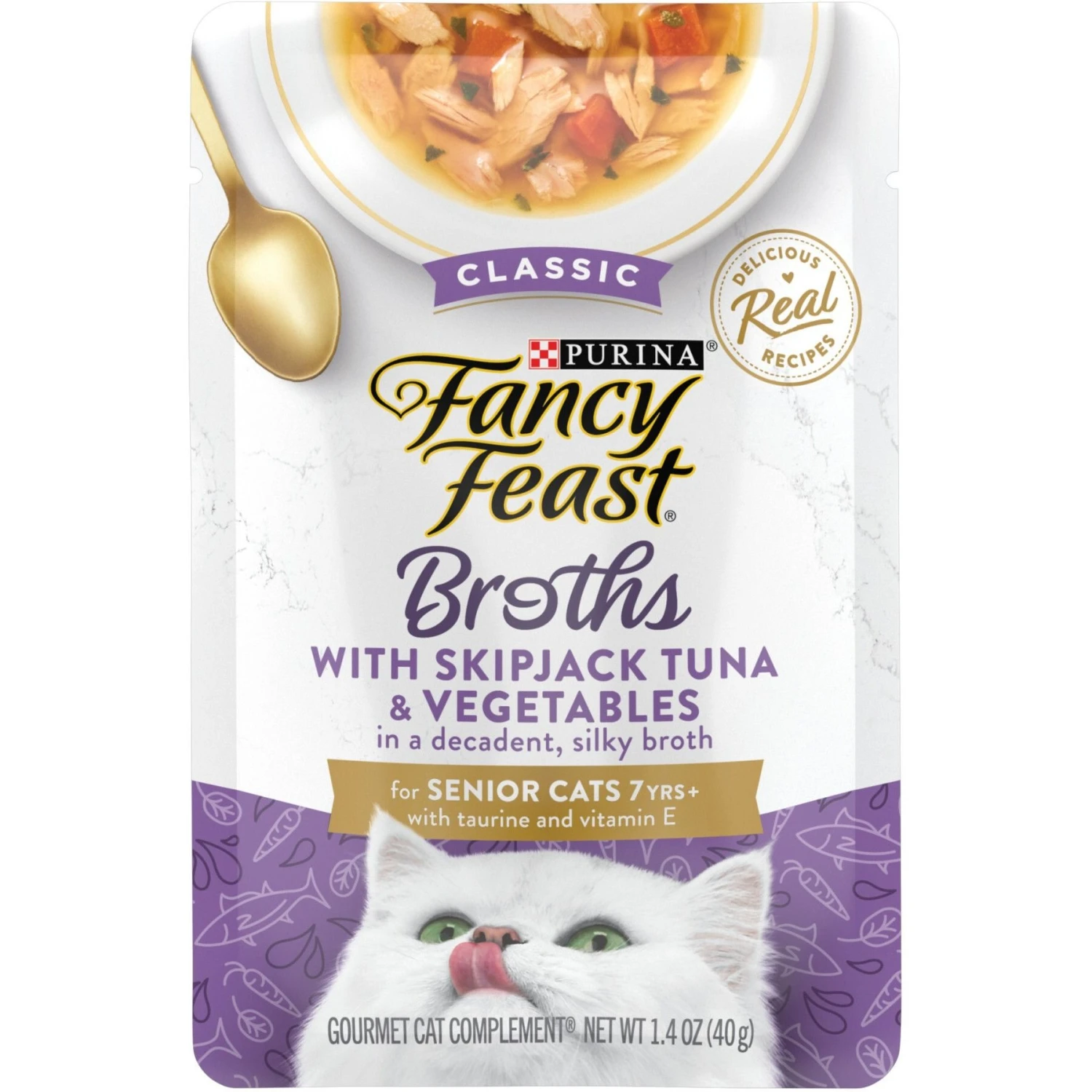 Fancy Feast Senior Classic With Skipjack Tuna & Vegetables In Broth Cat Food Complement & Topper, 1.4-oz Pouch, Case Of 16 3 Fancy Feast Senior Classic With Skipjack Tuna & Vegetables In Broth Cat Food Complement & Topper, 1.4-oz Pouch, Case Of 16