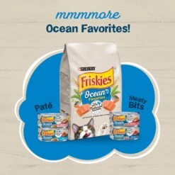 Friskies Ocean Favorites Meaty Bits Salmon, Shrimp & Brown Rice Wet Cat Food, 5.5-oz Can, Case Of 24 -PurePet Bites Shop 215186 PT5. AC SS1800 V1700158591