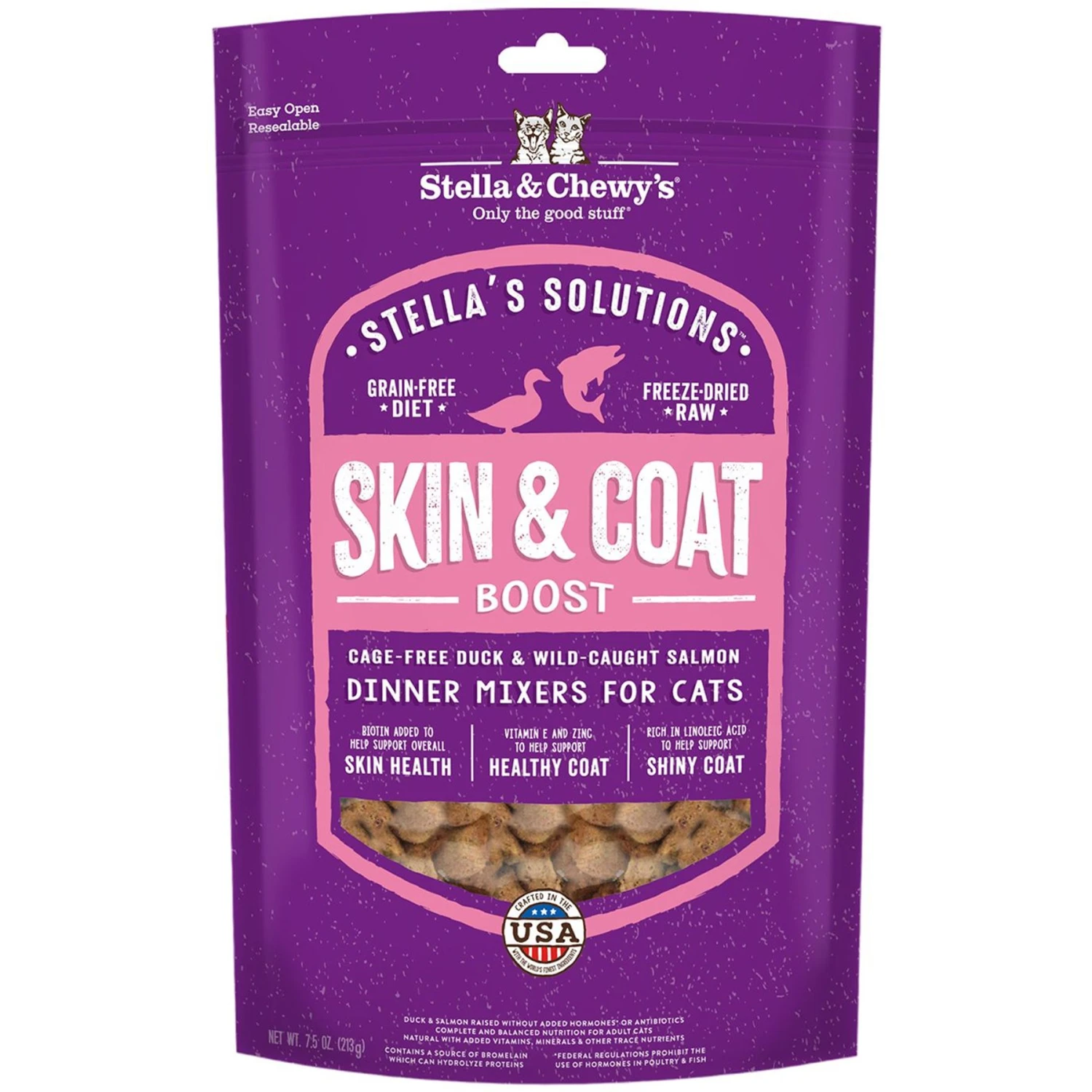 Stella & Chewy's Stella's Solutions Skin & Coat Duck & Salmon Freeze-Dried Raw Cat Food, 7.5-oz Bag 3 Stella & Chewy's Stella's Solutions Skin & Coat Duck & Salmon Freeze-Dried Raw Cat Food, 7.5-oz Bag