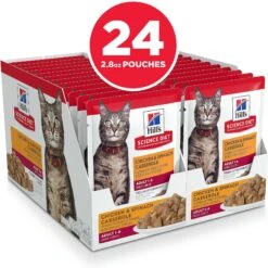 Hill's Science Diet Adult Chicken & Spinach Casserole Recipe Cat Food, 2.8-oz Pouch, Case Of 24 -PurePet Bites Shop 218067 PT2. AC SS1800 V1581441179