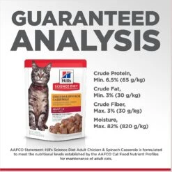Hill's Science Diet Adult Chicken & Spinach Casserole Recipe Cat Food, 2.8-oz Pouch, Case Of 24 -PurePet Bites Shop 218067 PT6. AC SS1800 V1598150196