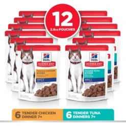 Hill's Science Diet Adult 7+ Tender Dinner Variety Pack Cat Food, 2.8-oz Pouch, Case Of 12 -PurePet Bites Shop 218077 PT2. AC SS1800 V1581441186
