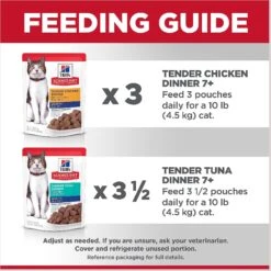 Hill's Science Diet Adult 7+ Tender Dinner Variety Pack Cat Food, 2.8-oz Pouch, Case Of 12 -PurePet Bites Shop 218077 PT7. AC SS1800 V1598149882