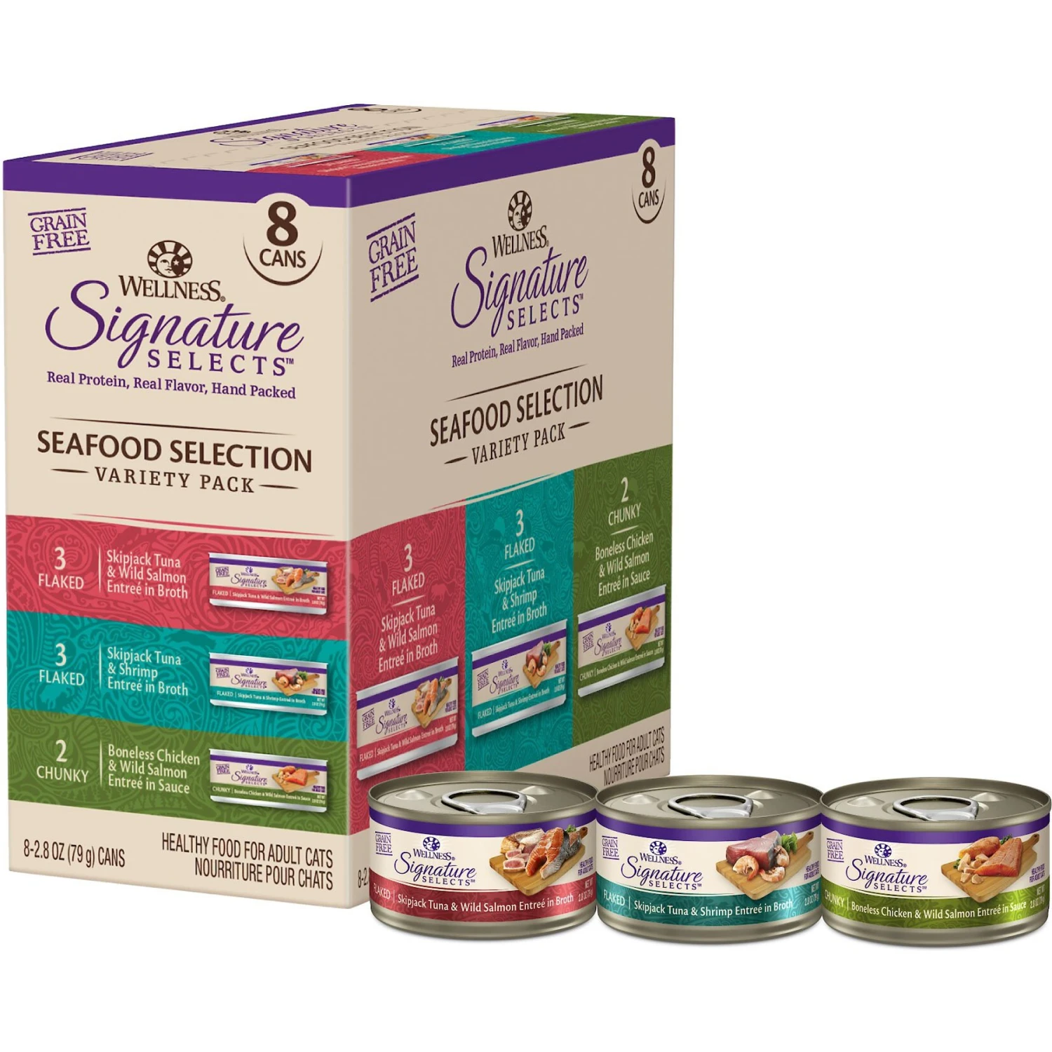 Wellness CORE Signature Selects Seafood Selection Variety Pack Canned Cat Food, 2.8-oz, Case Of 8 3 Wellness CORE Signature Selects Seafood Selection Variety Pack Canned Cat Food, 2.8-oz, Case Of 8