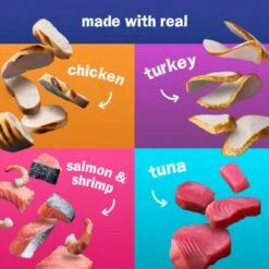 Friskies Stuf'd & Sauc'd Chicken, Tuna, Turkey, Salmon & Shrimp Variety Pack Canned Cat Food, 5.5-oz Can, Case Of 32 -PurePet Bites Shop 224442 PT3. AC SS1800 V1583356698