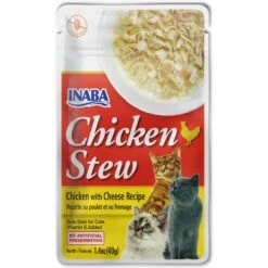 Inaba Chicken Stew Chicken With Cheese Recipe Grain-Free Cat Food Topper, 1.4-oz Pouch