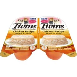 Inaba Twins Chicken Recipe Grain-Free Cat Food Topper, 1.23-oz, Pack Of 2