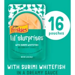 Friskies Lil Slurprises With Surimi Whitefish In Dreamy Sauce Wet Cat Food Topper -PurePet Bites Shop 237920 PT1. AC SS1800 V1695836038