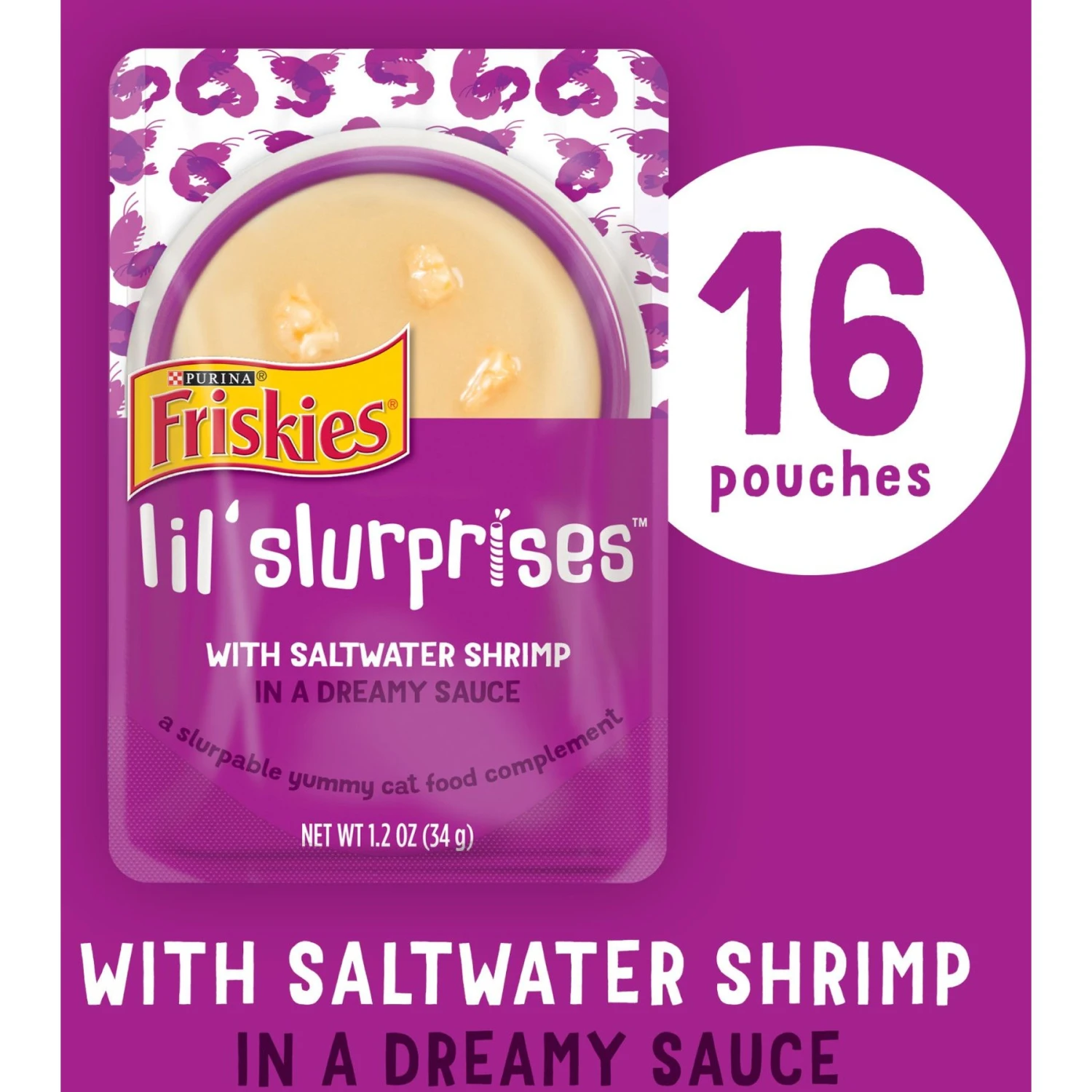 Friskies Lil Slurprises With Saltwater Shrimp In Dreamy Sauce Wet Cat Food Topper 4 Friskies Lil Slurprises With Saltwater Shrimp In Dreamy Sauce Wet Cat Food Topper - Image 2